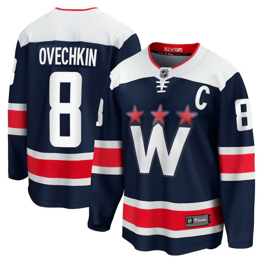 Men Washington Capitals #8 Alexander Ovechkin Fanatics Branded Navy Alternate Premier Breakaway Player NHL Jersey->customized nhl jersey->Custom Jersey